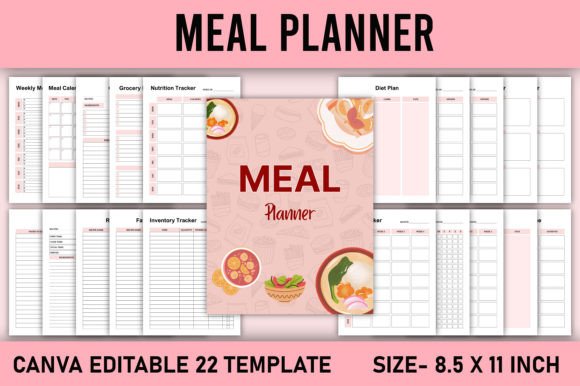 Download Editable Meal Planner Canva Template - Planner Collection