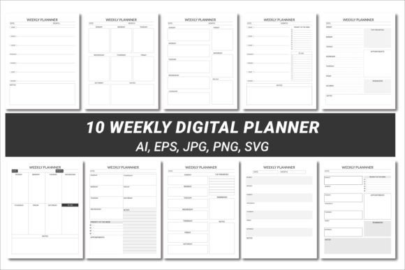 Download 10 Weekly Planner Editable KDP Interiors - Planner Collection