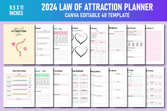 Download 2024 Law of Attraction Planner Canva KDP - Planner Collection