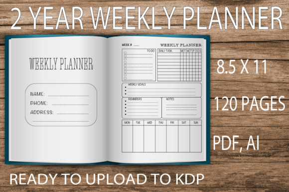 Download Weekly Planner for 2 Years  KDP Interior - Planner Collection